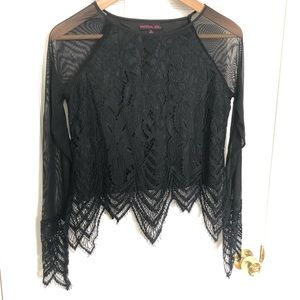 3/$25 NWOT Material Girl Cropped Lace Mesh Top